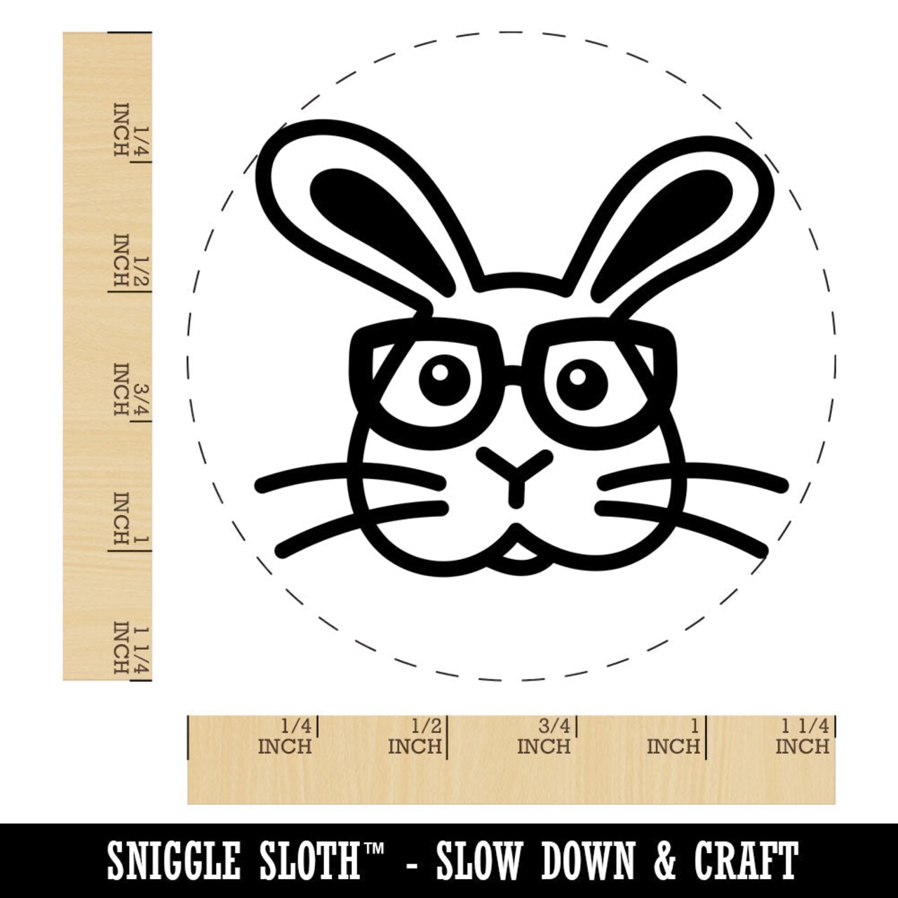 Bunny Rabbit Wearing Glasses Easter Rubber Stamp for Stamping Crafting Planners